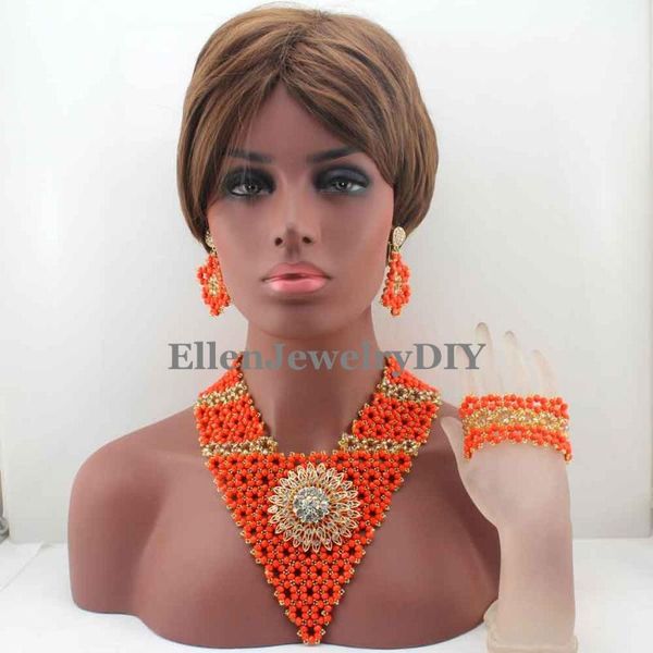 

earrings & necklace latest fashion orange bridal women jewelry set statement for wedding w13512, Silver