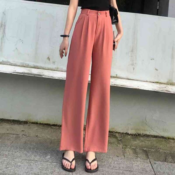 

women's pants & capris summer wide-leg high-waist drape suit trousers loose straight and thin chiffon ice silk mopping 8llz, Black;white
