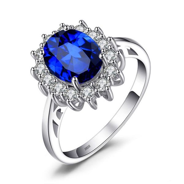 

cluster rings high-grade blue zircon engagement ring personality simple jewelry ladies fashion exquisite luxury gifts, Golden;silver