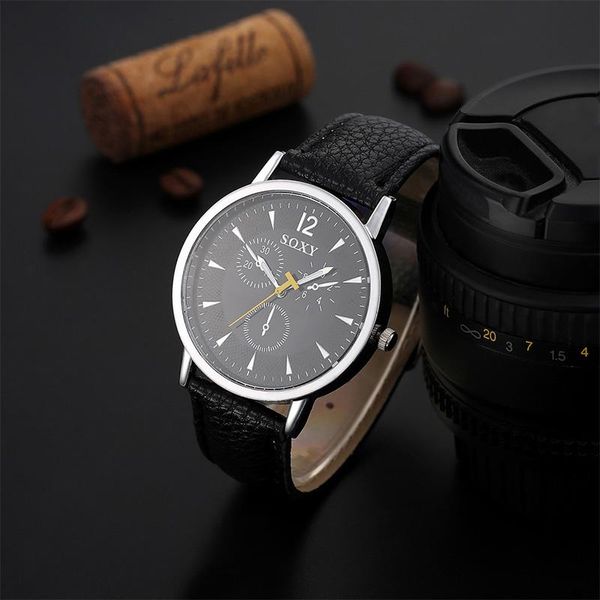 

wristwatches 2021 quartz men watches fashion & casual soxy leather watch elegant sports wristwatch relojes, Slivery;brown