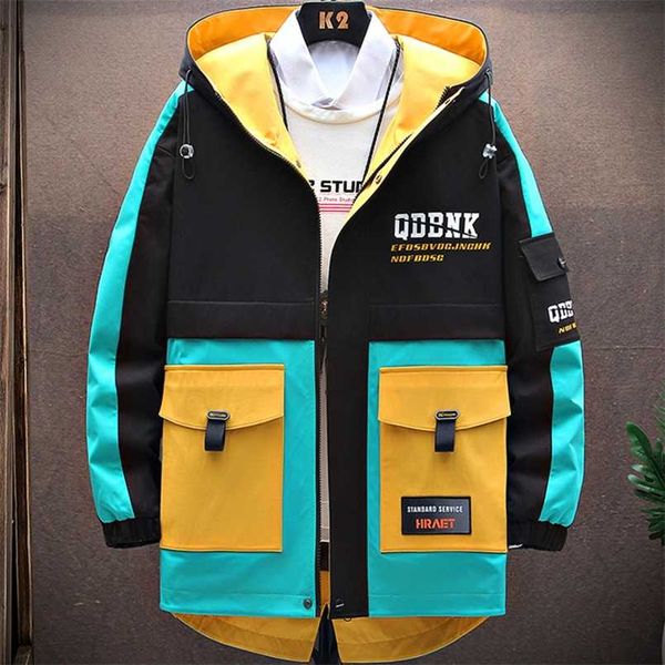 

men hooded jacket spring autumn men's casual streetwear slim windbreaker man clothing 3xl 211103, Black;brown