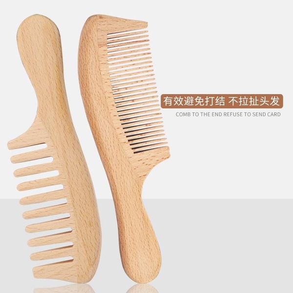 

hair brushes 1 pc natural peach wood handcrafted fine tooth comb anti-static head massage classic styling care tool, Silver