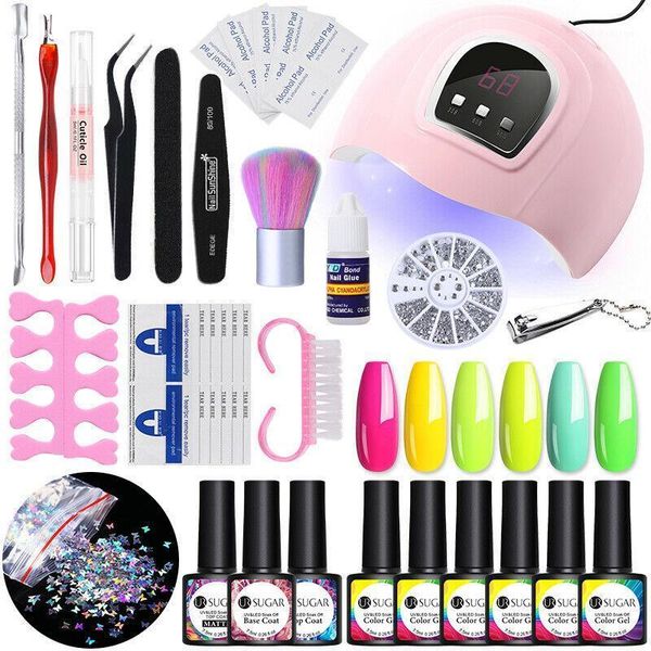 

fluorescent gel nail polish set with lamp manicures glow in dark neon soak off varnish kit base coat art kits1