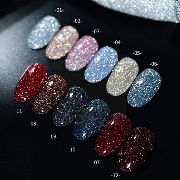 

nail gel 2021 flashing reflective polish finger diamond bengdi potherapy glue y0q7, Red;pink