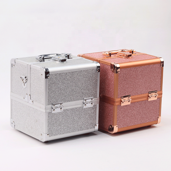 

cosmetic bags & cases 2021 shinny portable cosmetics carry case with mirror