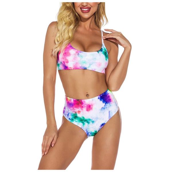 

women's swimwear tie dye bikini women push-up padded biquini high waist swimsuit triangle bathing suit mujer roupa de banho #t1g, White;black