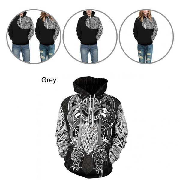 

men's sweaters hoodie ethnic print pockets digital comfy sweatshirt, White;black
