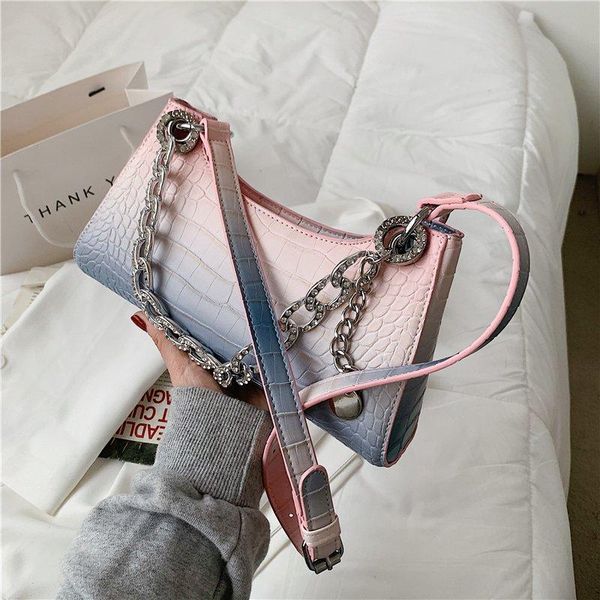 

purple tote bags for women vintage handbag mini leather shoulder bag retro stone pattern chain female purse