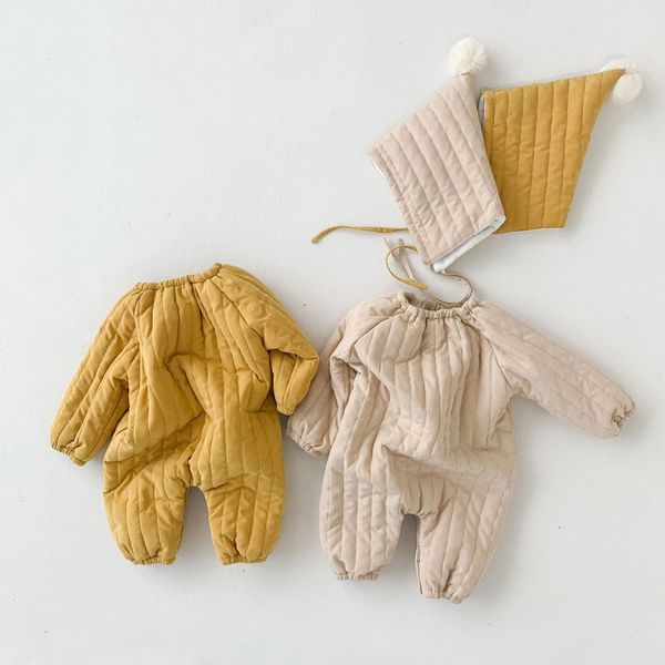 Tute invernali nate Manica lunga imbottita in cotone Pagliaccetto caldo strisciante per neonate Set di vestiti carini 0-24M 210515