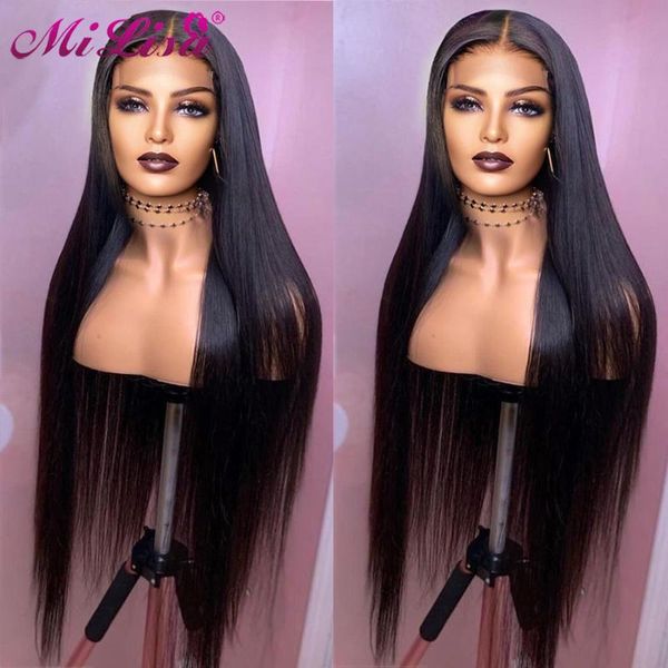

lace wigs middle part wig 30inch t straight 13*1 remy brazilian human hair pre plucked with baby, Black;brown