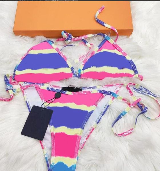 2021 frauen Sexy Badeanzug Swinwear Sommer Neueste Druck Dame Zwei Stücke marke Bikini Muster Mädchen Elastische Strand Tragen