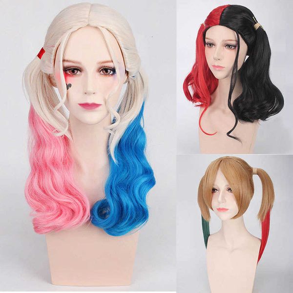 

cosplay movie suicide team harleen clown harley quinzel wig, Black