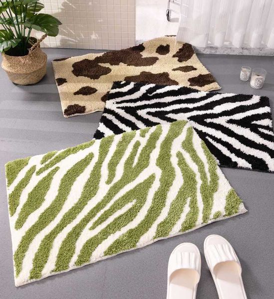 

carpets bedside carpet fluffy zebra pattern bathmat soft bathroom rug function entrance floor mat anti slip pad aesthetic home decor