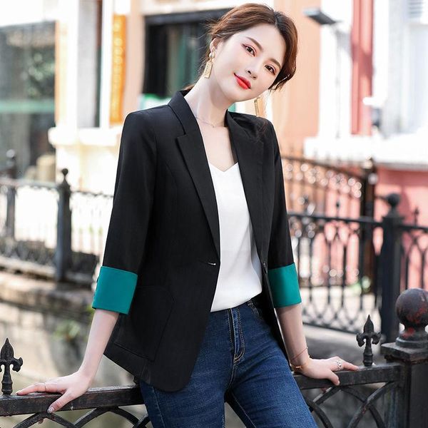 

women's suits & blazers peonfly spring casual solid all-match women jackets work office lady suit autumn korea slim business short coat, White;black