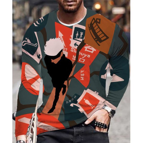 

jujutsu kaisen cassie pattern men's 3d printing t-shirt visual impact party round neck long sleeve designer plus size printing daily to, White;black
