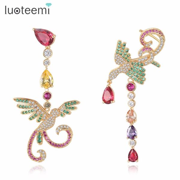 

dangle & chandelier luoteemi delicate gorgeous sumptuous multicolor phoenix shape long drop earrings gift for girl friend wife mom aniversar, Silver