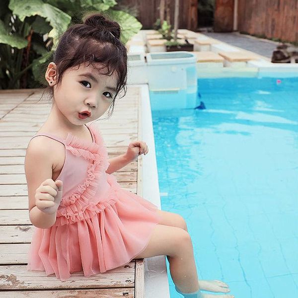 

girl's dresses 2021 summer children's wear girls one-piece princess yarn skirt swimsuit baby daughter p5383, Red;yellow