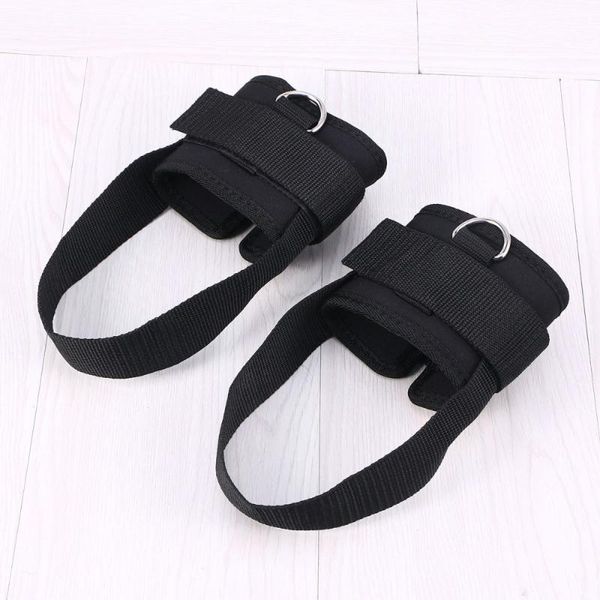 

ankle support 2pcs sport strap padded d-ring cuffs for gym workouts cable machines buand leg weights exercises (black), Blue;black