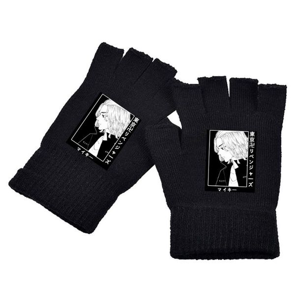 

children's mittens cartoon cute fashion tokyo revengers short finger gloves autumn and winter flexible fingers keep warm protect hands, White