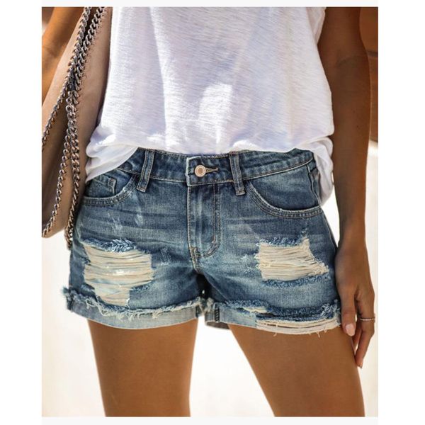 

fashion a pair of jeans summer street fashion women's denim shorts, Blue