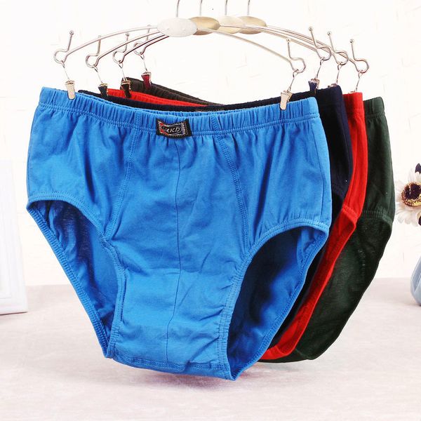 

aged and old underwear pure middle waist men's cotton triangle benmingnian red large size pants, Black;white