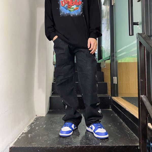 

summer new style side cactus print jeans right men women loose casual, Blue