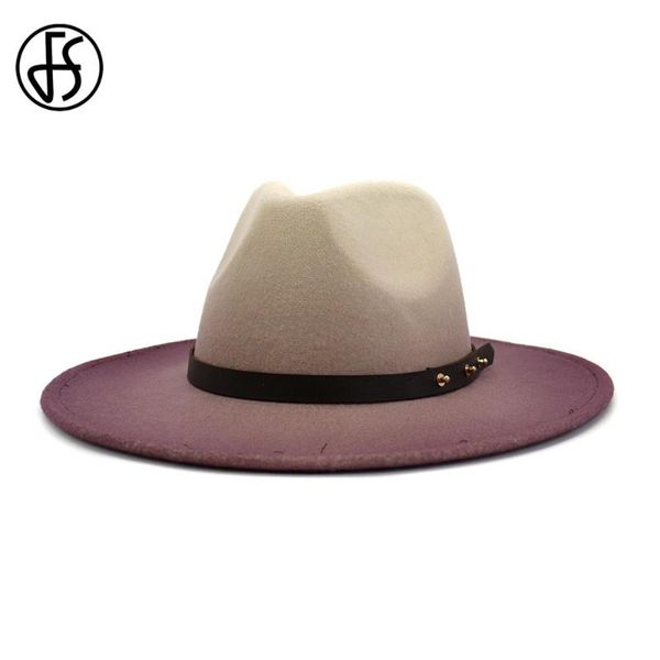 

Wide Brim Fashion Top Hat Panama Gradient Color Felt Fedora Hats For Men Women Gentleman Wool Trilby Jazz Cap, Blue;gray