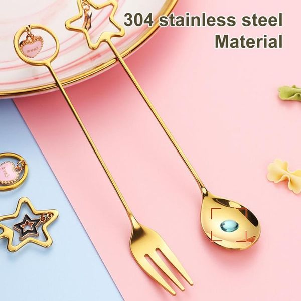 

spoons dessert spoon grade anti-deform stainless steel cupcake fork decor for home