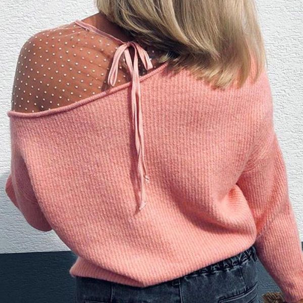 

women's sweaters 2021 plus size sweater women spring autumn blouse sheer see through o neck long sleeve pullover femme, White;black