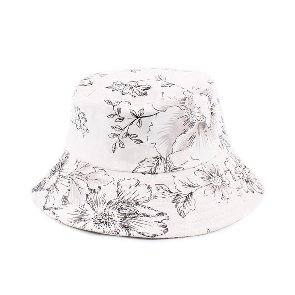 

sketched flower bucket hats printed hat summer basin 211719, Blue;gray
