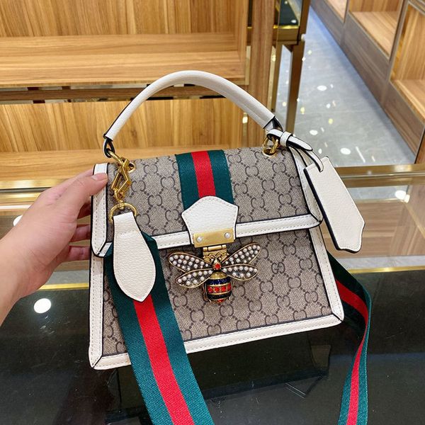 

women handbag flap bags cross body bag fashion genuine leather embroidered shoulder strap honeybee diamante decoration multi compartment