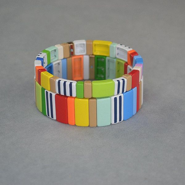

bangle rainbow enamel bracelet bohemia street (2-piece set), Black