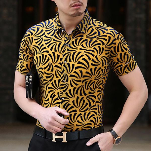 

exquisitely carved gold velvet fashion luxury short sleeve shirt summer 2021 quality soft hollow breathable men -xxxl men's casual shi, White;black