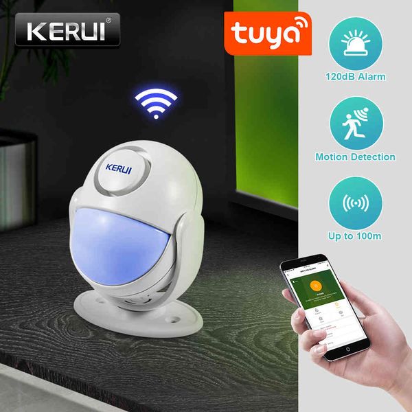 Kerui Wifi Sistema de alarme PIR detector trabalha com Alexa 120dB App sem fio Tuya Smart Home Segurança