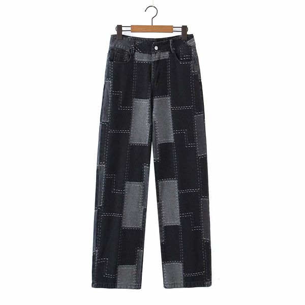 

fashionable pants 2021 spring wind laser patch effect personalized jeans, Black;white