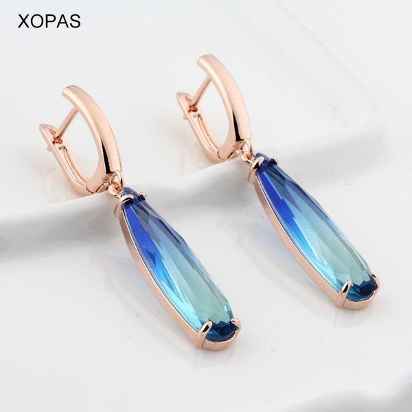 

multicolor cubic zirconia dangle earrings 585 rose gold drop women wedding fashion jewelry & chandelier, Silver