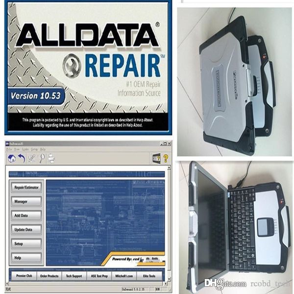 

alldata 10.53 software tool installed on a cf30 toughbook and auto repair hdd 1tb laptouch screen computer