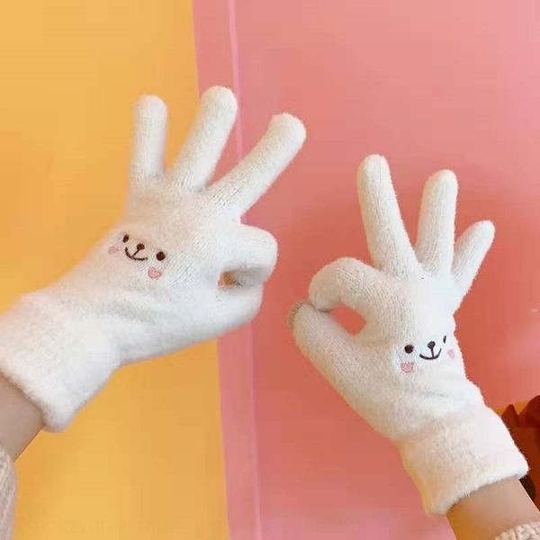 

RFyg ins caroon miens imiaion mink velve ne red smiling face winer warm outdoor embroidery lovely embroidery glovesgloves and gloveswomen t, Blue;gray