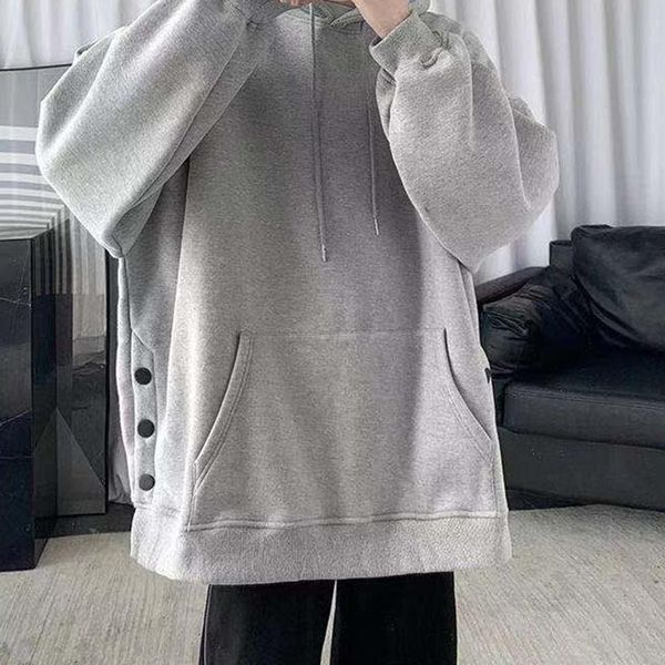 

men's hoodies & sweatshirts autumn 2021 hooded hoodie for men versatile high street trendy harbour style coat side breasted and women, Black