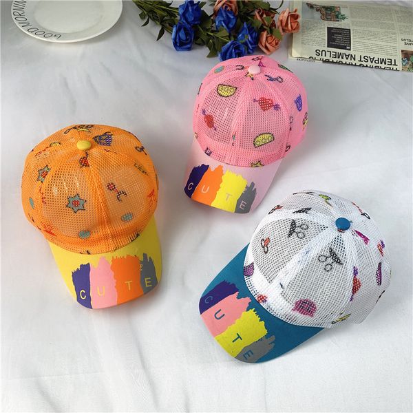 

summer children's full net breathable boys' baseball girls' sun hat sun hat baby duck tongue cap zichao, Yellow