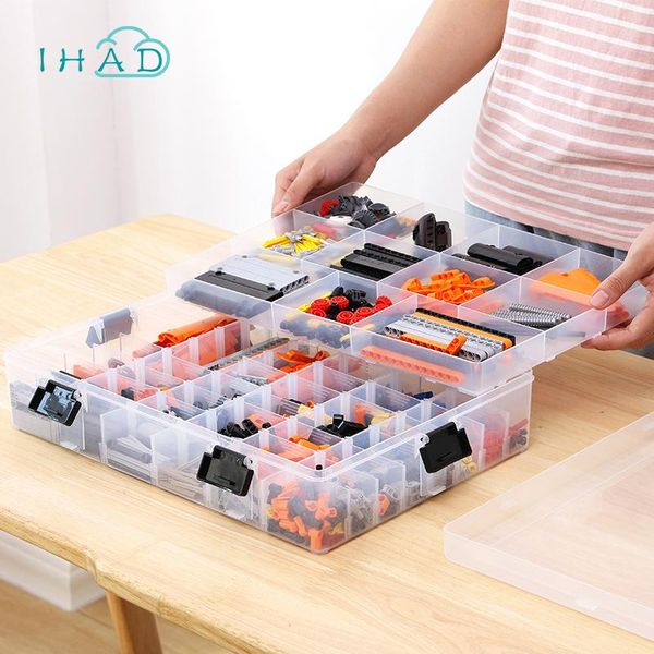 

storage boxes & bins deskmulti-cell box home toy building blocks parts organizer high capacity transparent jewelry classification