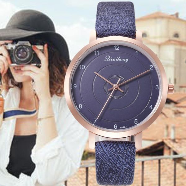 

wristwatches damenuhr dames horloge concentric circle fashion belt watch women ladies quartz wristwatch exquisite leather strap clock, Slivery;brown