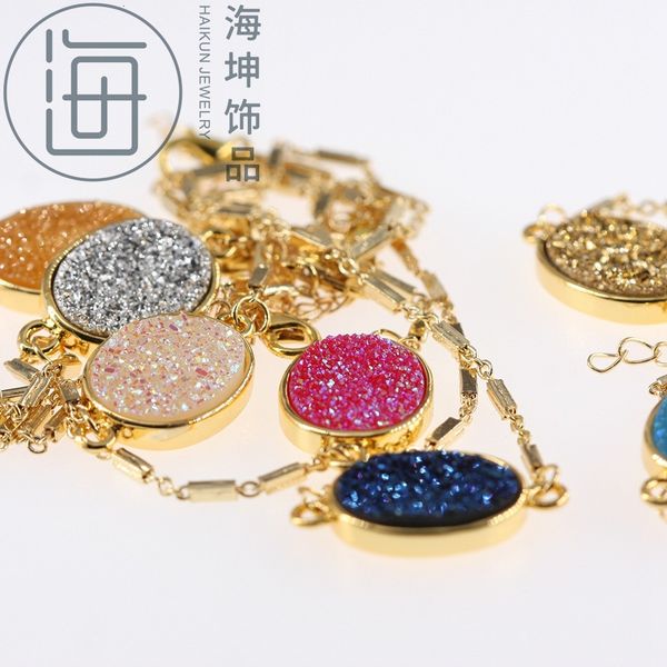 

natural water crystal bud ins diy bracelet hand string elastic bead, Golden;silver