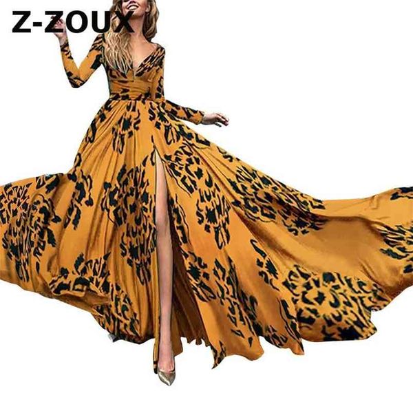 

women dress v-neck split long sleeve vintage dresses plus size summer clothes fashion 210513, Black;gray