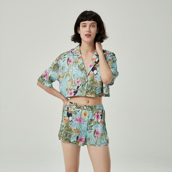 

summer two piece set printed womens tracksuits cropped shirt amp high waist shorts chic lady za women outfit sets 2, Gray