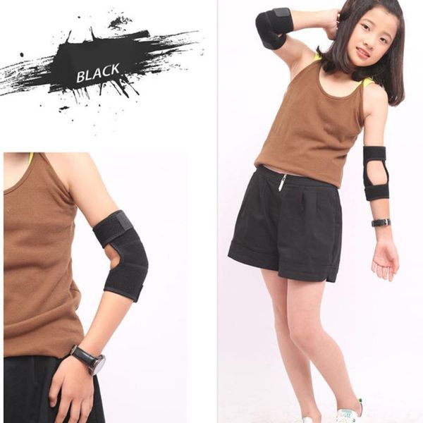 

elbow & knee pads kids brace sports protect breathable arm cover support guard sec88, Black;gray