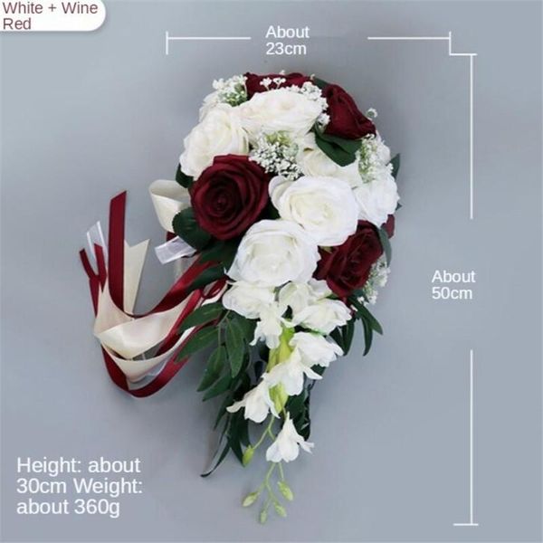 

wedding flowers bride waterfall bouquet bridesmaid vintage rose flower marriage party supplies pink luxurious