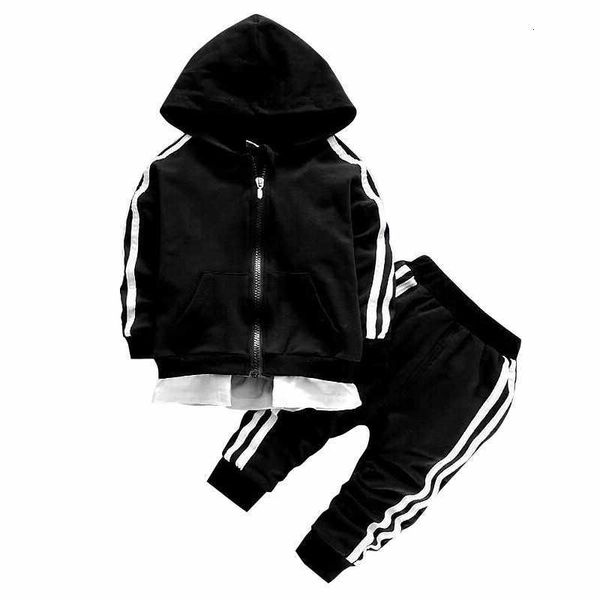 

2021 spring baby casual tracksuit children boy girl cotton zipper jacket pants 2pcs/sets kids leisure sport suit infant clothing p0831, White