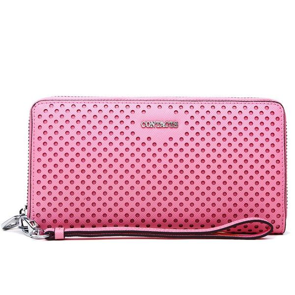 

wallets women fashion leather long wallet hollow out design phone bag card holder pink coin purse for standard, Red;black