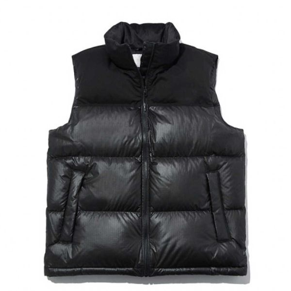 

men's north winter down vest breathable warm vests stitching waistcoat outdoor running hiking coat embroidery designer parkas women, Black